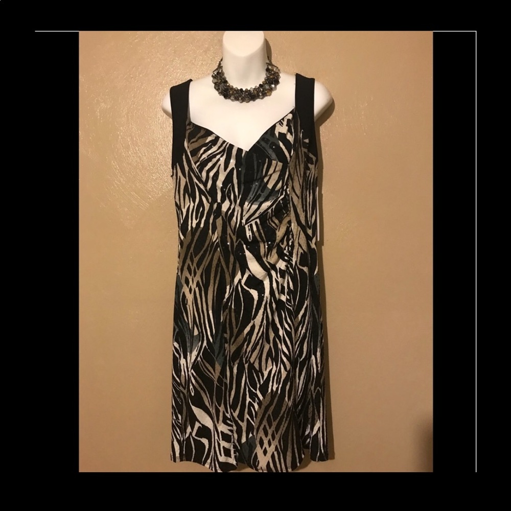 JBS evening dress size 10, tan/black